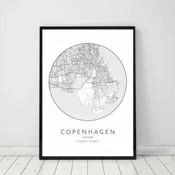 

Copenhagen Denmark City map Poster Canvas Print Wall Pictures for Living Room No Frame
