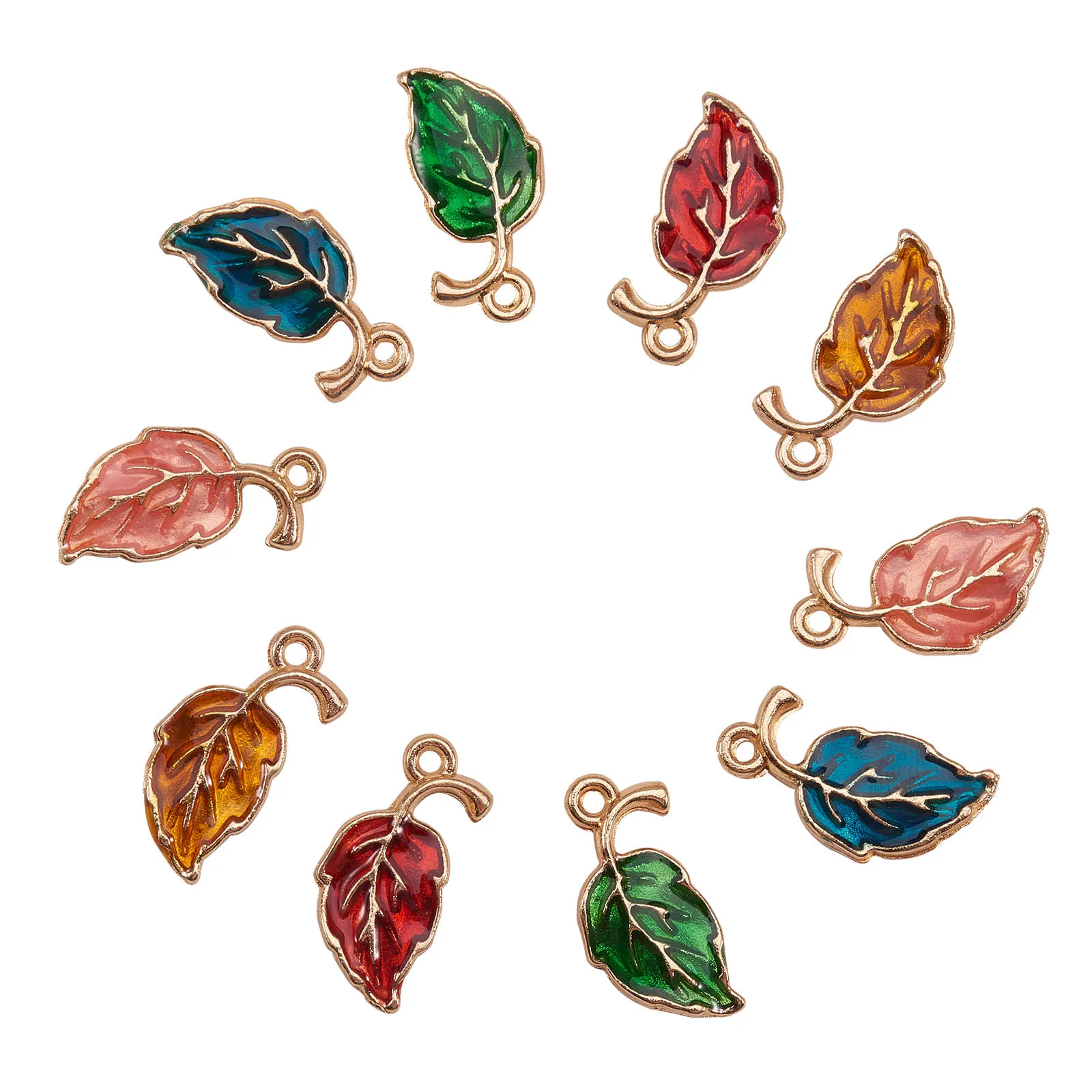 60Pcs 5 Colors Metal Alloy Tiny Pendants Leaf Earring Charms for Necklace Bracelet Jewelry Making Crafting Supplies 19.5x9.5mm