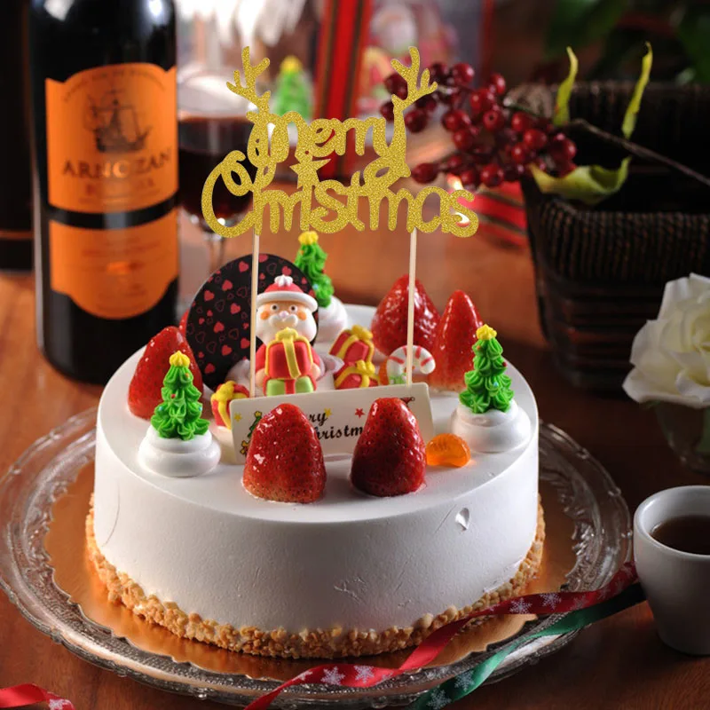 5 10pcs Merry Christmas Cake Topper Flags Cake Decorating Tools Diy Cupcake Topper For Xmas Party Christmas Cake Decorations Cake Decorating Supplies Aliexpress