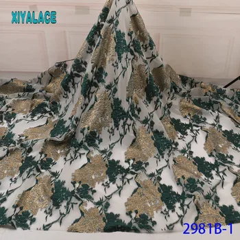 

Green Nigerian Lace Fabric 2019 High Quality Lace Brocade Lace Fabric African French Tulle Mesh Lace Fabric For Party YA2981B-1