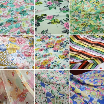 

75D Chiffon Print Fabric Rural Style Clothing Fabric Fabric Beach Positioning Broken Flowers Striped Fruit Pattern