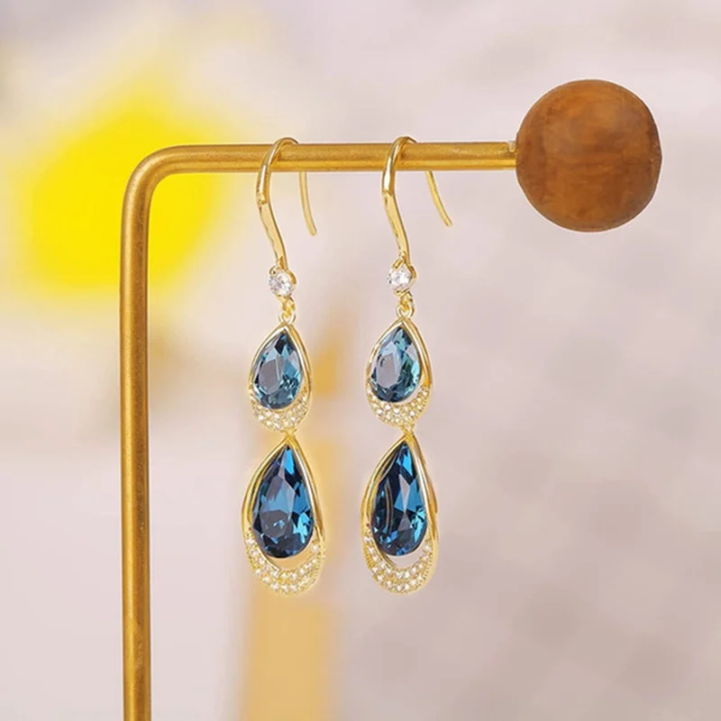 High Quality Dangle Earrings for Women Exquisite Teardrop Engagement Wedding Pendant Earings Fashion Jewelry 2022 brinco