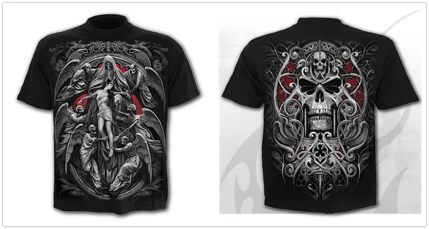 Mens 3D Skull T-Shirt - Punk Summer Streetwear Top O-neck Sizes XXS-5XL