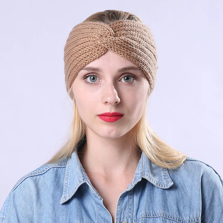 

MoneRffi Women Wool Knitted Headband Knitted Twist Headband Winter Women Warmer Ear Wool Turban Hairband Headwrap Bandage Hair