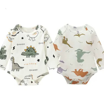 

0-18M Cute Newborn Baby Boy Girl Long Sleeve Cartoon Dinosaur Print Cotton Bodysuit Jumpsuit Outfits Baby Clothes