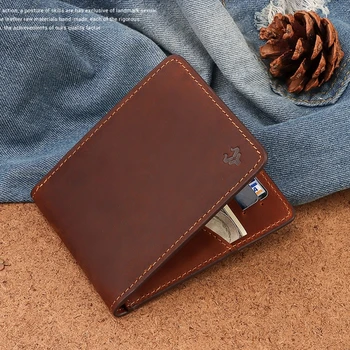 

Men RFID Blocking Wallet Vintage Leather Short Purse Bifold with Coin Change Pocket Large Capacity