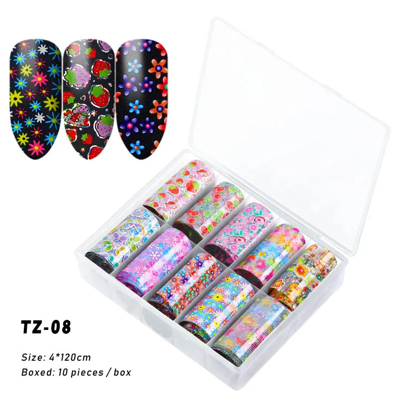 LULAA Nail Art сделай сам креативный Звездный Набор наклеек Звездная переводная бумага цветная лазерная звезда бумага 10 смешанных 4 см водонепроницаемый - Цвет: TZ-08