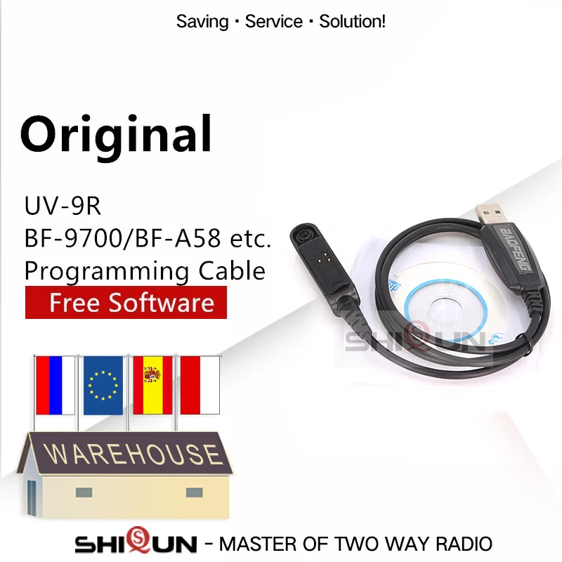 En venta Cable de programación USB Original para BAOFENG UV-9R BF-9700, Compatible con Radios BF-A58 WP UV-XR UV-5R GT-3WP Plus BxpRajxY
