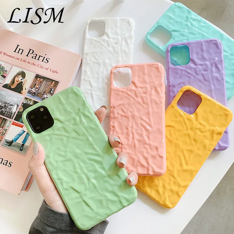 

Soft Phone Case for iphone8case Cute silicone case for iphone 11Pro X XR XS Max 7 6 cover for iphone 11 case Pure color fold