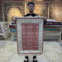 Yilong 2'x3' Восточный шелковый ковер красный ручной работы изысканный маленький hereke шелковые ковры (HF083B)