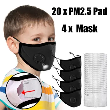 

24pc Kids Boys Girl Cotton Washable Facemask Solid Maske Filter Breather Valves Face Maskswashable And Reusable Facemask Maske