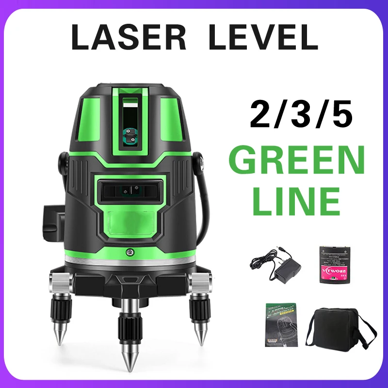YILONG 6-точечный лазерный уровень горизонтальный вращающийся Вертикальный открытый режим 5-линейный автоматический - Цвет: Green EU