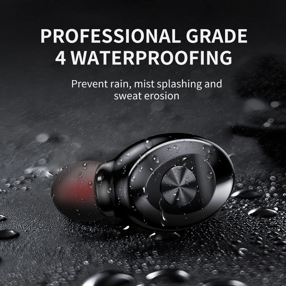 FOOVDO 5 0 Bluetooth Earphone Wireless Headphone Sport Earpiece Mini Headset Stereo In Ear IPX5 Waterproof TWS Power Display