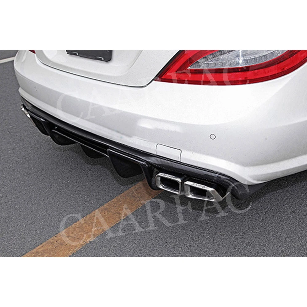 CLS класс углеродного волокна задний диффузор бампер спойлер для Benz W218 CLS350 CLS63 AMG 2011- 4 выпускных наконечников
