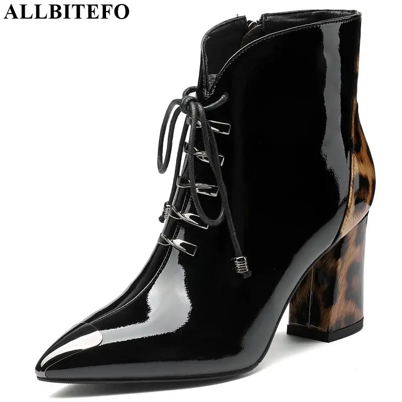 

ALLBITEFO natural genuine leather women boots Frenulum Autumn Winter ankle boots High quality mixed colors fashion boots
