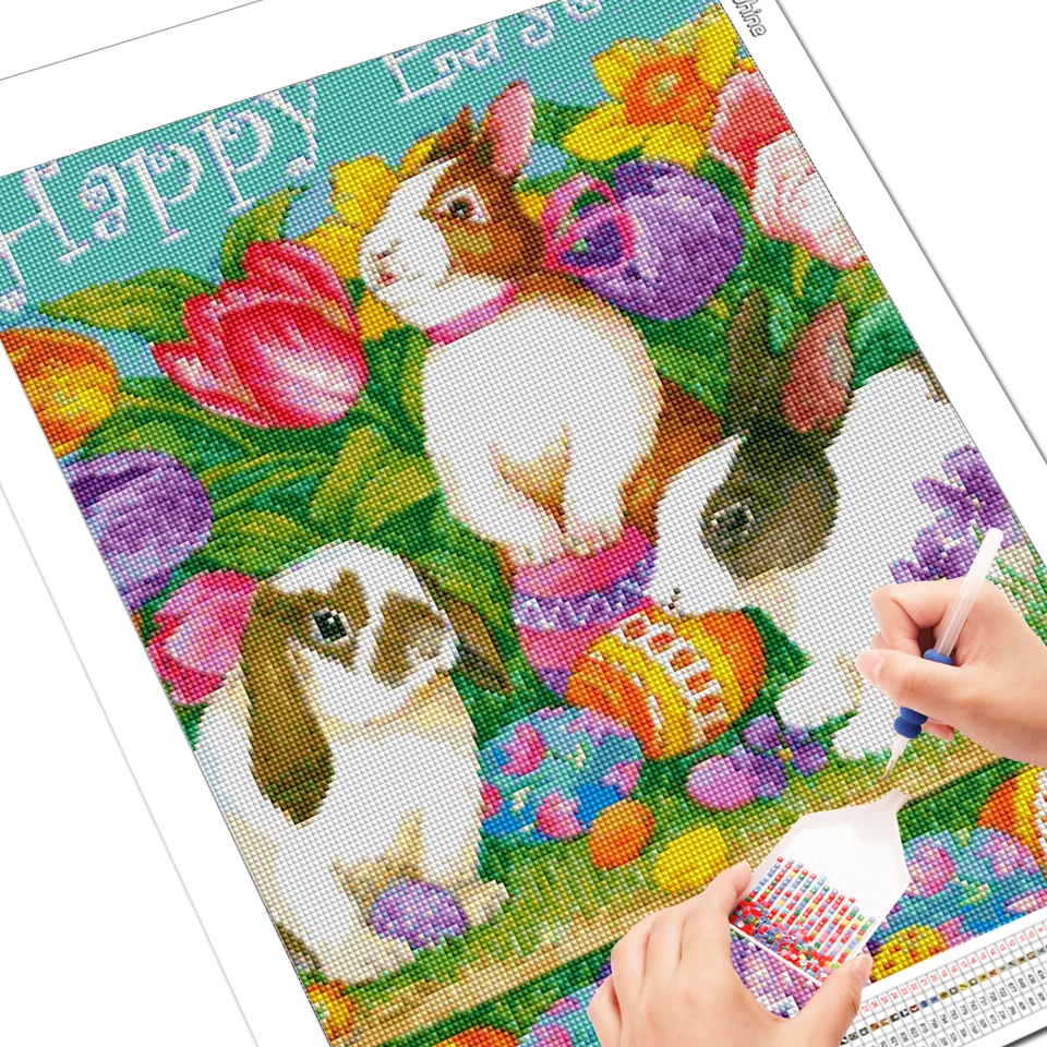 EverShine Diamond Mosaic Easter Bunny Rhinestones Diamond Painting Rabbit Cross Stitch Embroidery Cartoon Needlework Handicraft diamond painting diamond painting accessories