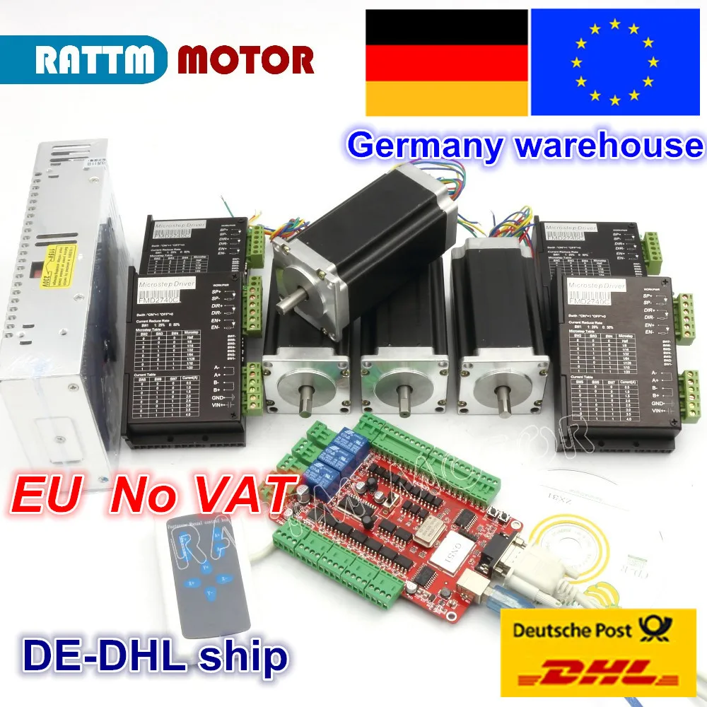  4 Axis USB juego de controladores CNC Nema 23 Motor de pasos (doble eje) 425oz-in/112mm/3A y contro