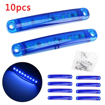 

10pcs 24V 100 X 15 Mm ABS Blue Sealed 9-Led Side Marker Light Waterproof Dustproof For Most Buses/Trucks/Trailers/Lorries