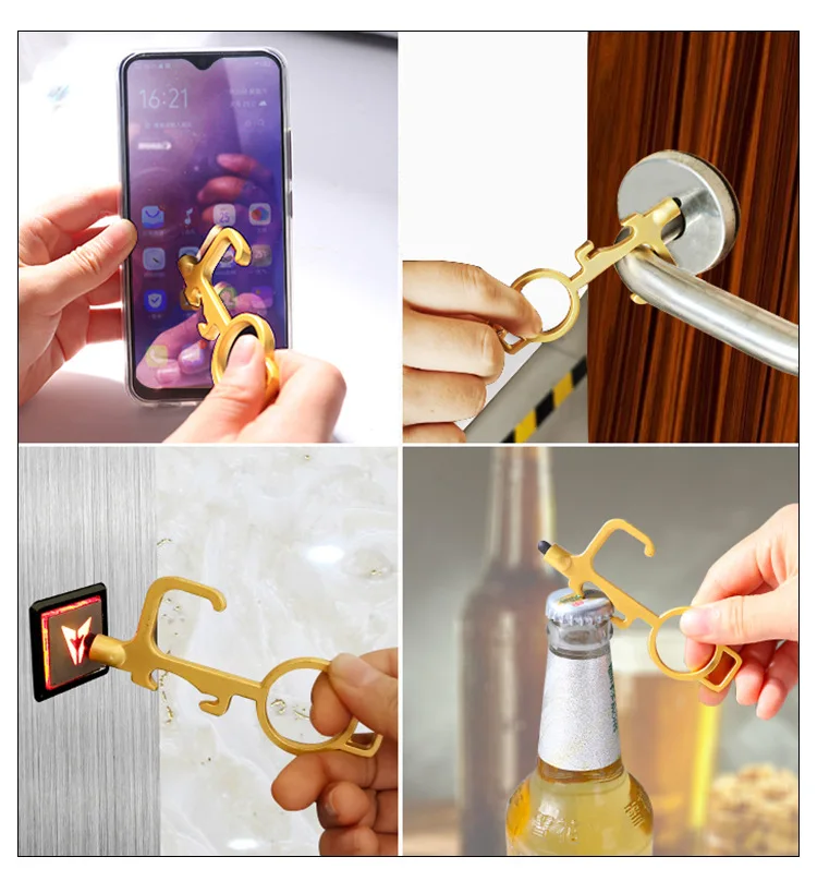 Multifunction Keychain Contactless Open The Door Press Elevator Beer Opener Stylus Pen Mobile Phone Key Ring Accessories XL003 | Украшения