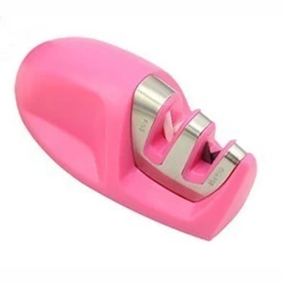 3 этапа профессиональная точилка для ножей Заточка шлифовального станка Карбид вольфрамовой стали алмаз керамика кухонные точильные инструменты - Цвет: Pink