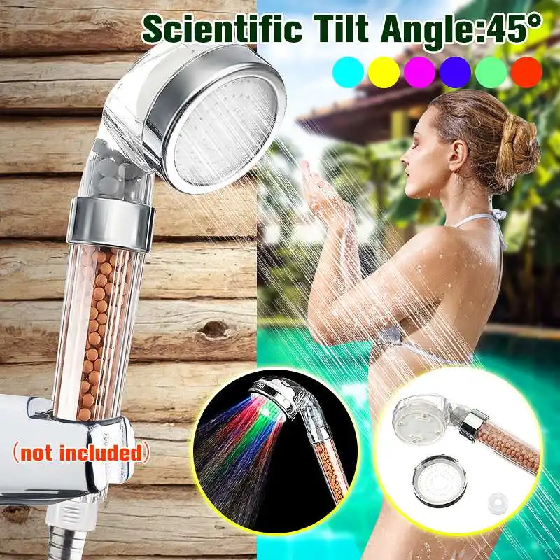 

Xueqin 7 Color-Changing LED Anion Spa Shower Head Bathroom High Pressure Powerful Energy Water Saving Handheld Filter Sprinkler
