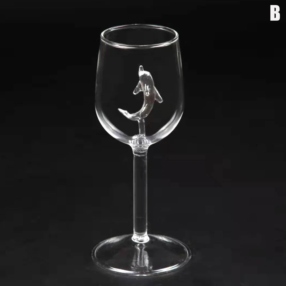 Dolphin Goblet Red Wine Glasses with Dolphin Inside Goblet Crystal Clear Glass for Home Bars Party JAN88