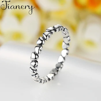

JIANERY Vintage 925 Sterling Silver Heart Rings Handmade Adjustable Size Rings For Men Women Thai Silver Jewelry