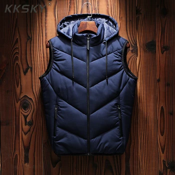 

Men's Sleeveless Vest Down Jacket Hooded Short Paragraph 2019 New Light And Large Size Winter Clothes Wearing Zipper Vest M-5XL