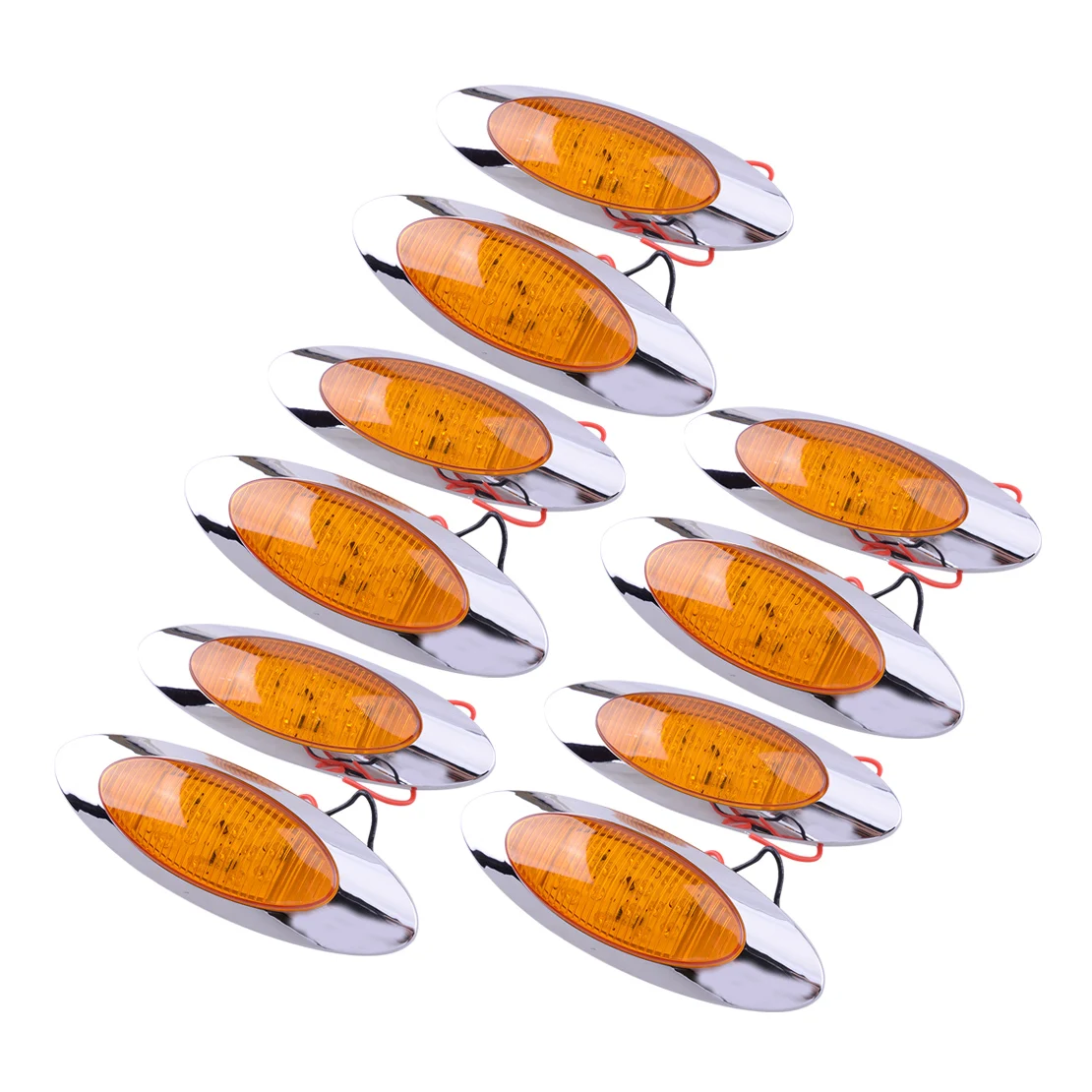 10 X Amber 12V Thin Side Marker Lights Clearance 24 LED Chrome - Foto 13