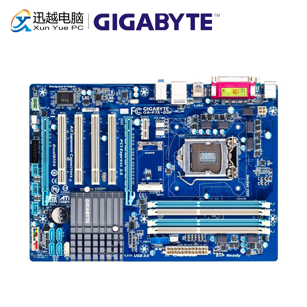 Gigabyte GA-P75-D3P рабочего Материнская плата P75-D3P B75 LGA 1155 Core i7 i5 i3 DDR3 32G SATA3 USB3.0 блок питания ATX