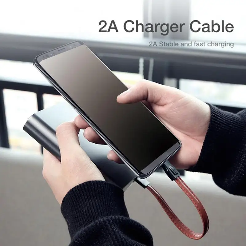 Брелок Usb кабель для samsung S9 S8 Plus Mini кожаный Тип C Usb телефонный кабель 2a Быстрая зарядка данных для Usb C кабель