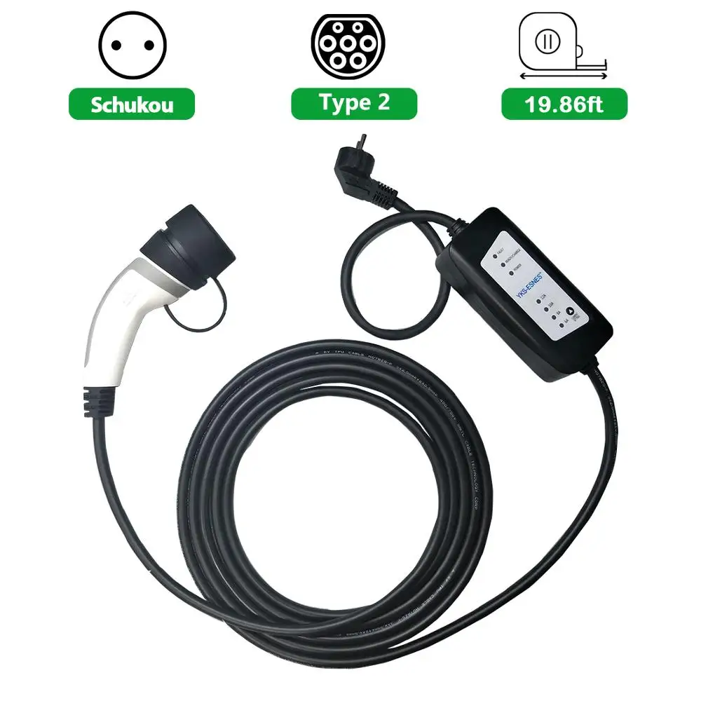 

YKS-ESNES Portable EV Charger IEC62196 16A EU Standard Schuko Plug 5M Type2