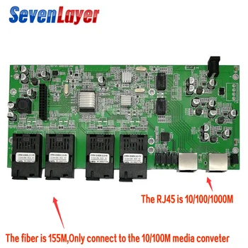 

Fiber Optical switch 4 155M SC 2 1000M RJ45 Industrial Grade Gigabit Ethernet Switch Single Mode Single Fiber PCB board