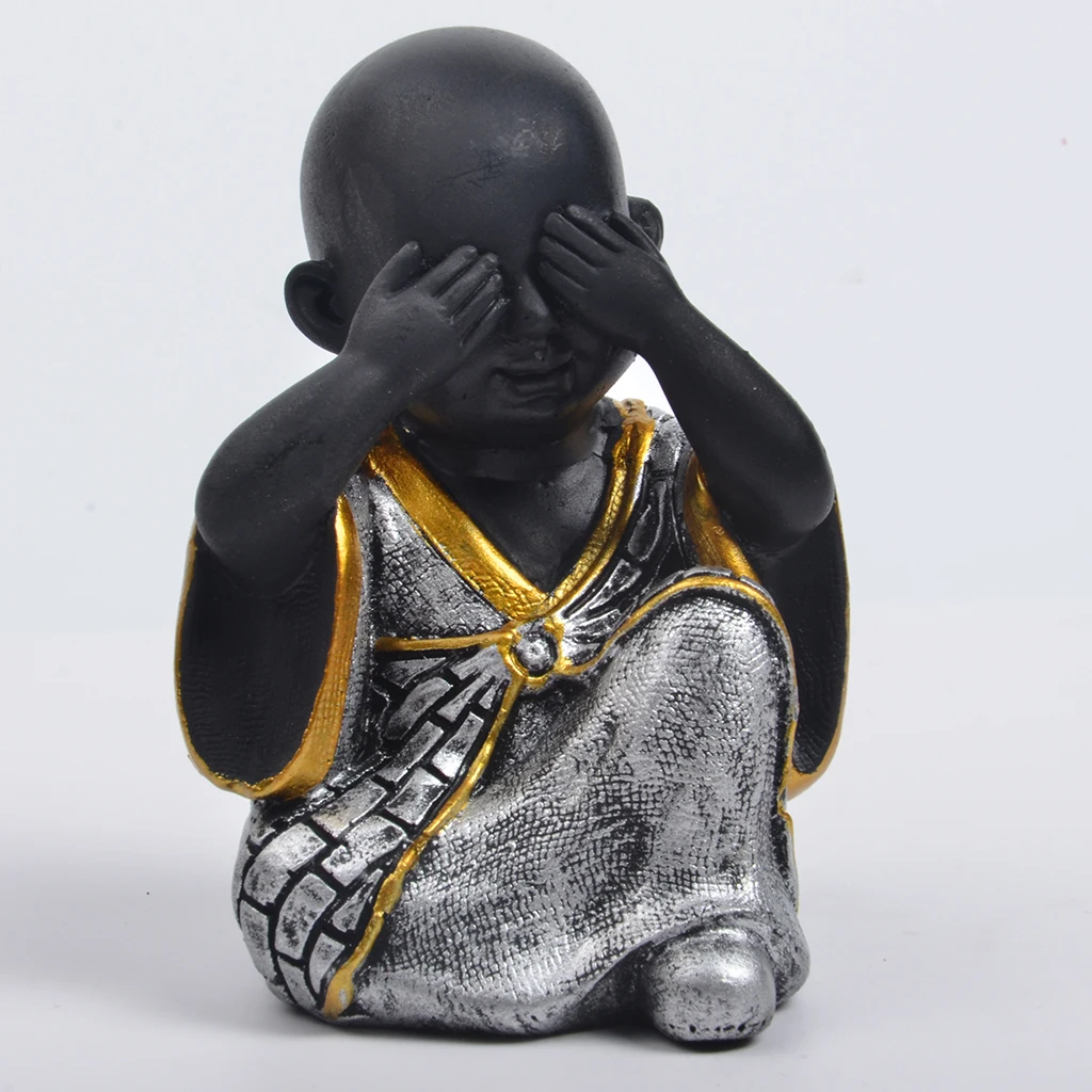 Happy Buddha Monk Statue Set Do not Say Look and Listen Collectible Figurines Resin Carved Ornament
