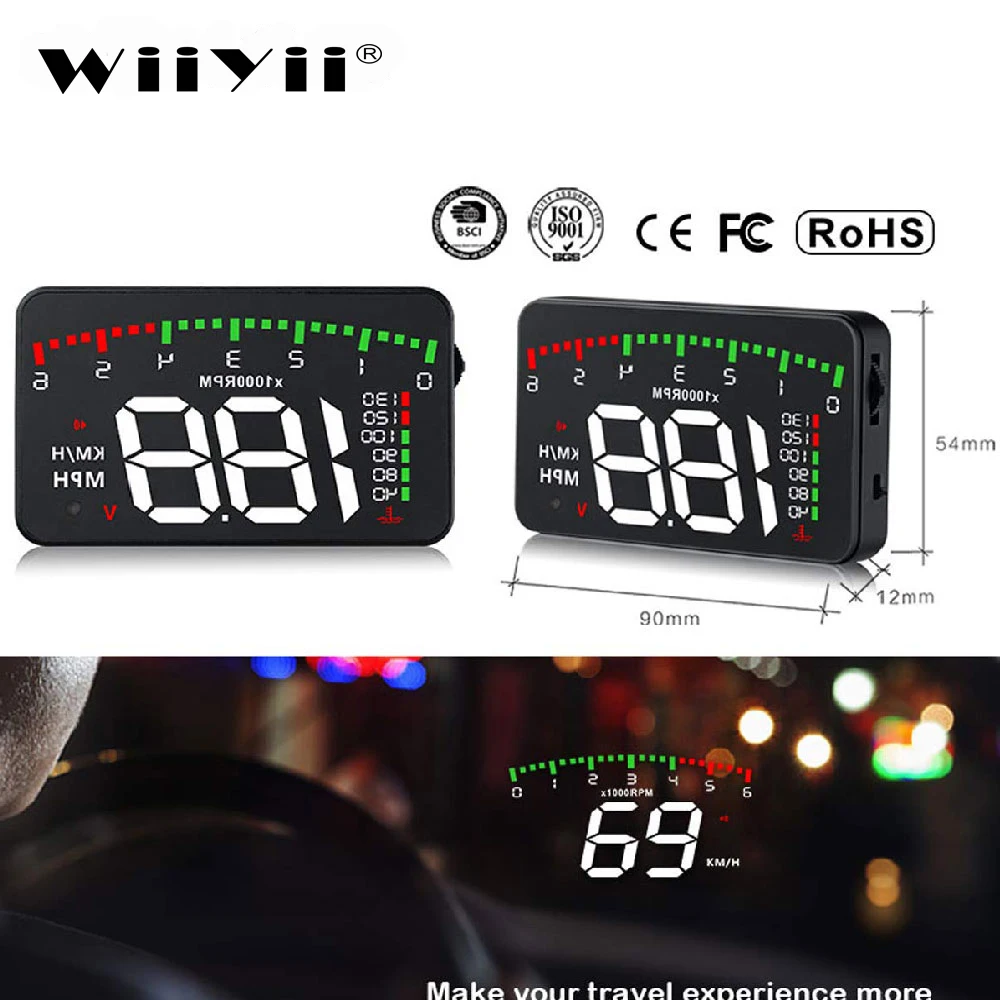 3 5 дюймов A900 Автомобиль HUD OBD оборотов в минуту и напора со шнуровкой Дисплей