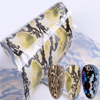 

Leopard Print Snake Pattern Nail Foils Black White Nail Stickers Mirror Effect Sliders Transparent Decals Nail Art Decoration
