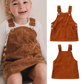 

2020 Fashion Girls Straps Dress Toddler Kid Baby Girls Clothes 0-6Y Solid Bib Dress Braces Dress Summer Spring Outfit