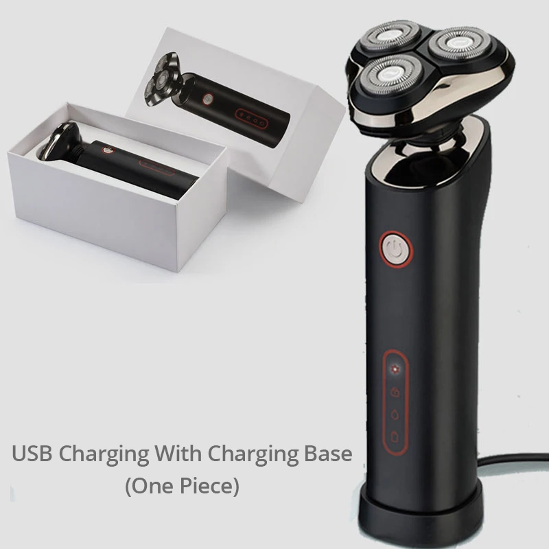 Электробритва S1 3D роторная Мужская бритва USB триммер с аккумулятором 3 плавающие лезвия влажное и сухое бритье полный корпус водонепроницаемый - Цвет: USB Desktop Charger