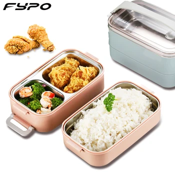 

Thermal lunch box Stainless steel portable Bento box Food container with compartments Leakproof Microwavable BPA free Lunch Box