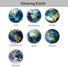 20 см-30 см, Ночной светильник с семи континентами, Луна, земля, светящиеся планеты, флуоресцентные наклейки, украшение детской комнаты, ночной Светильник S