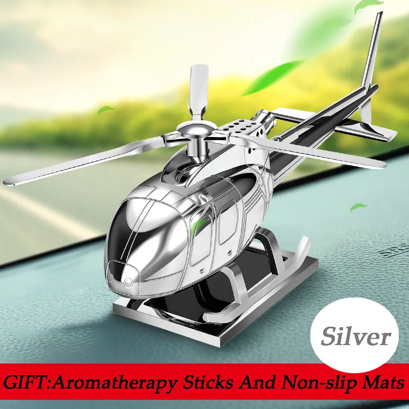 Tefanball Car Supplies Aromatherapy Helicopter Aircraft Decoration Gift Solar Car Perfume Fragrance Car Airplane Ornament - Название цвета: Серебристый