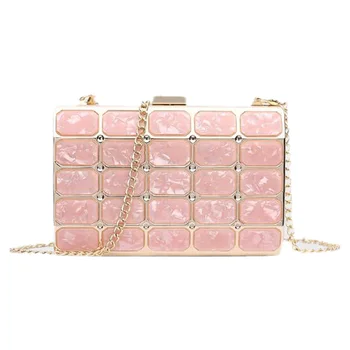 

New Acrylic Evening Bag Marble Pattern Evening Hand Clutch Stone Pattern Party Bag Messenger Bag Shoulder Bag