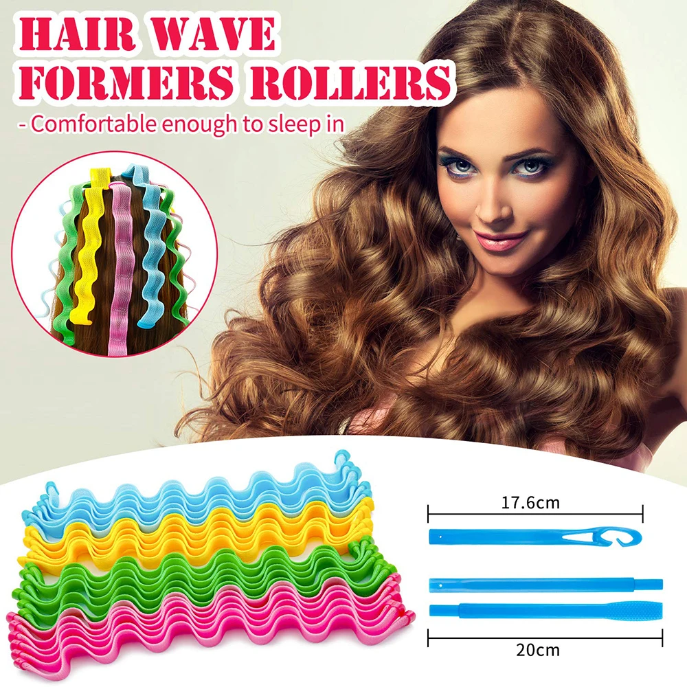 DIY Hair Rollers Snail Shape Not Waveform 65CM 24Pcs 3 Sticks Spiral Round Curls  Hair Curler Soft Hair Curler Bendy Hair Rollers