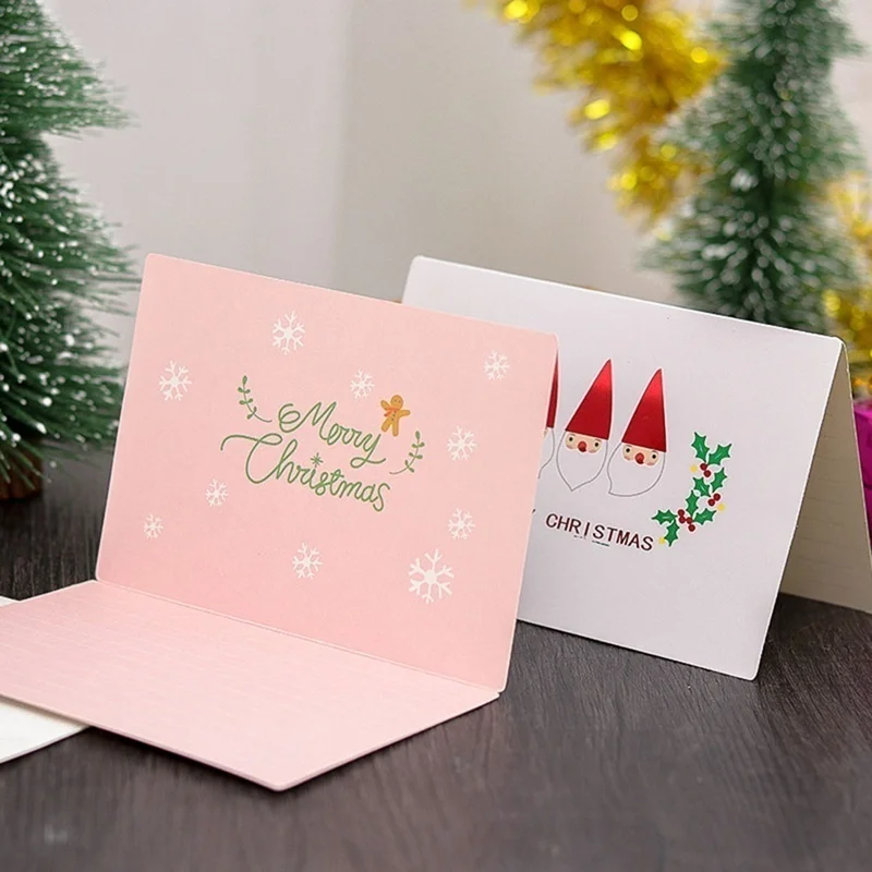 9 шт Рождественская бумажная поздравительная открытка с сообщением Подарочная открытка для рождественской вечеринки китайская Новогодняя красная открытка