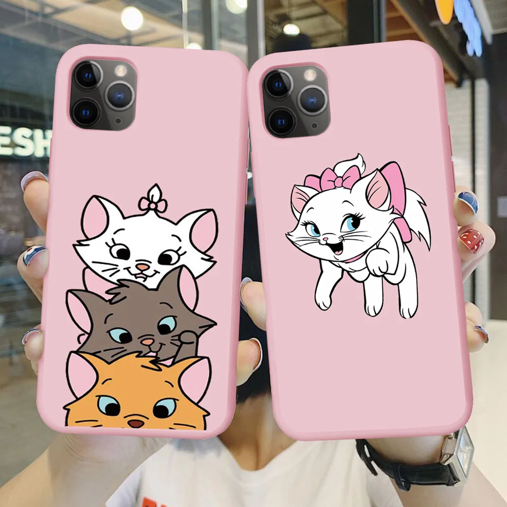 Розовый мультфильм кошка Мэри любовь пары конфеты розовый мягкий TPU телефон copue