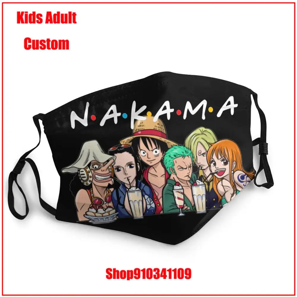 Hot sale DIY masque de protection lavable NAKAMA One Piece Pirate King Luffy Family Party Group Team Kids adult men women | Аксессуары