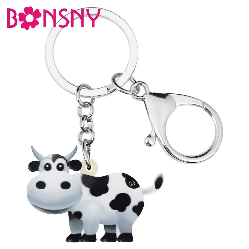 Bonsny акриловый брелок для ключей с изображением крупного рогатого скота женская