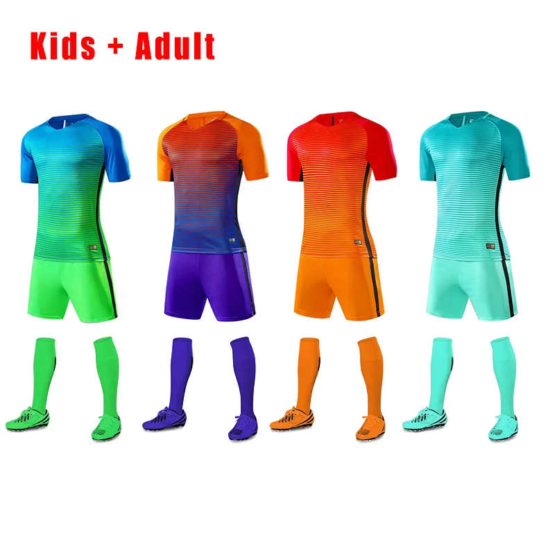 

Family matching Sportswear Set Father Son Football Kits Soccer Jersey 2017 Kids Futbol Training Suits Short Sleeved Jerseys Men