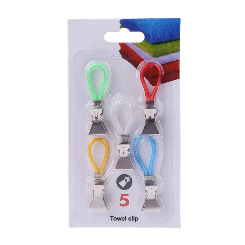 

5pcs Tea Towel Clips Pegs Hanger Clothes Hanging on Hook Loops Organizer Kitchen 91AD