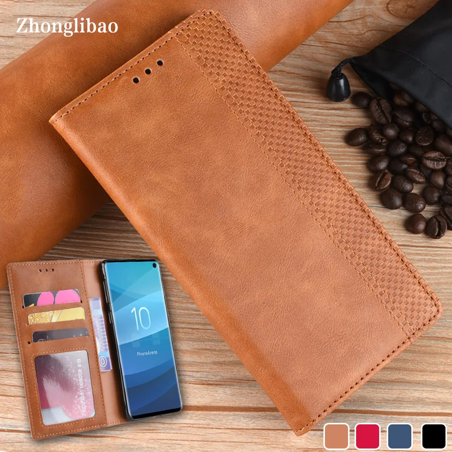 Роскошный кожаный флип чехол для Samsung s20 ultra S10 S9 S8 Plus S10e Note 10 9 a50 a30 Магнитный книжка